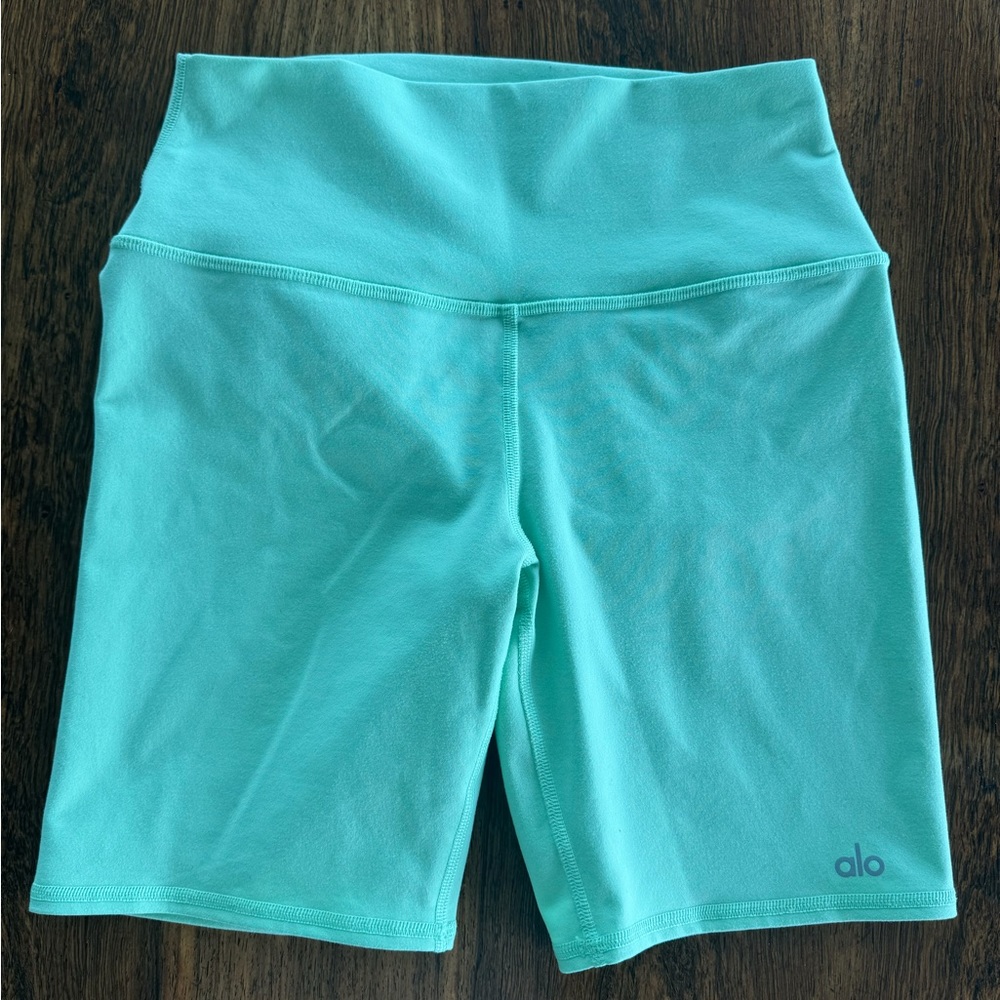 Alo Yoga High Waist Biker Short in Light Green